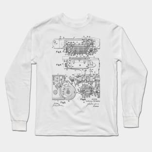 Zigzag Mechanism for Sewing Machine Vintage Patent Hand Drawing Long Sleeve T-Shirt